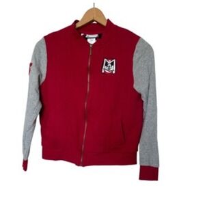 Disney Parks Mickey Mouse Club Bomber Jacket Red Gray 55 Varsity M